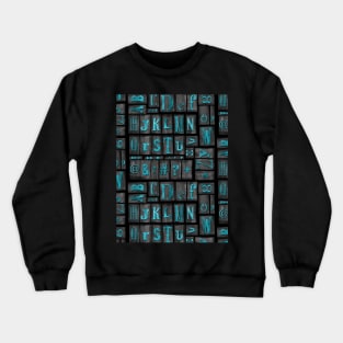 Print Block Alphabet in Tuquoise blue and black Crewneck Sweatshirt